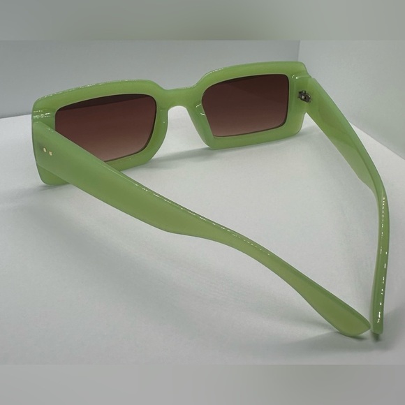 NWT Trendy Lime Green Rectangle Sunglasses | Retro 90s Chunky Frame UV400 Shades main image 6